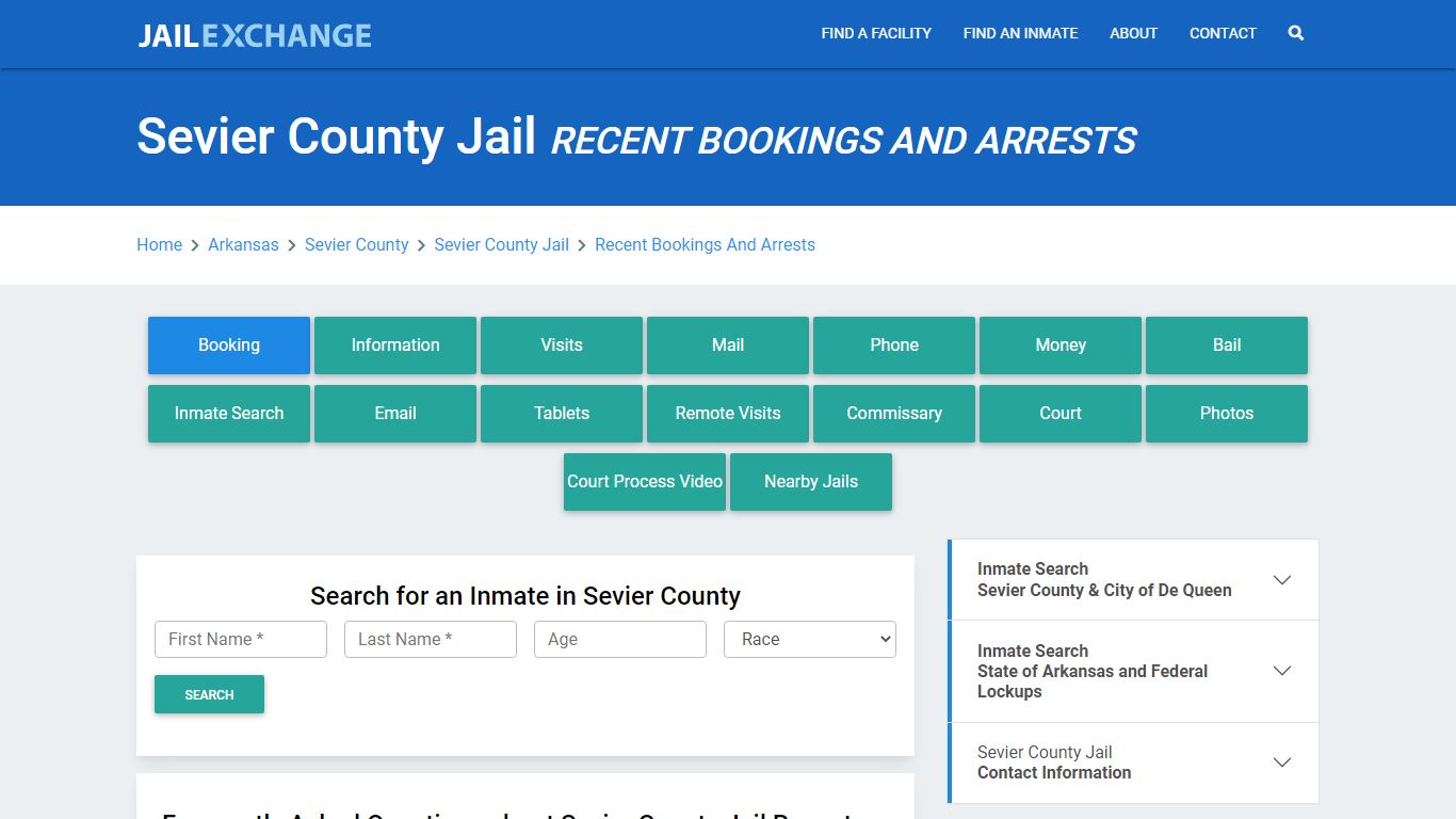 Sevier County Jail AR Recent Arrests and Bookings - Jail Exchange